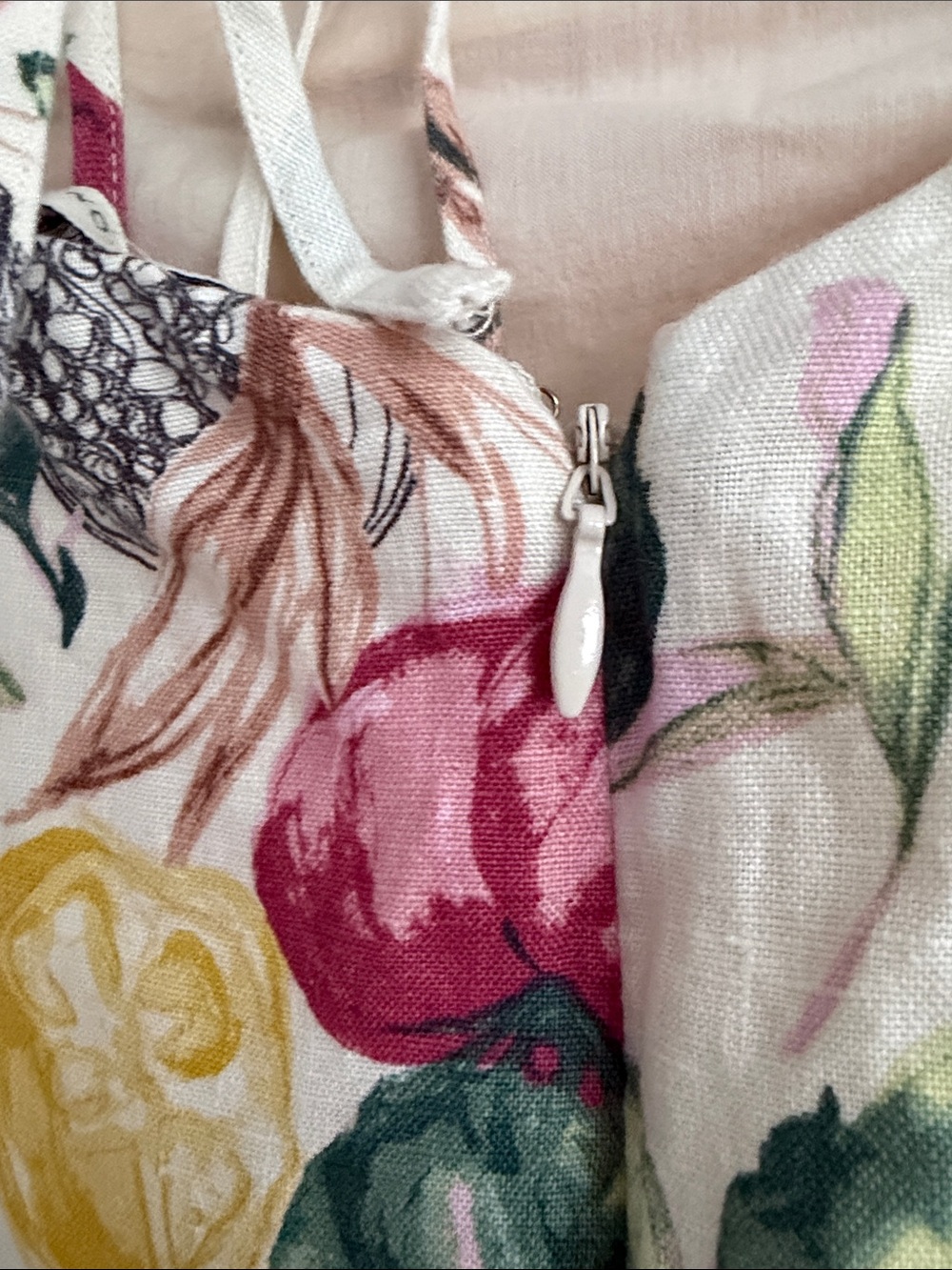 Abercrombie Floral Fruit-Print Spaghetti Strap Midi Dress - Cream - Picture 8 of 9